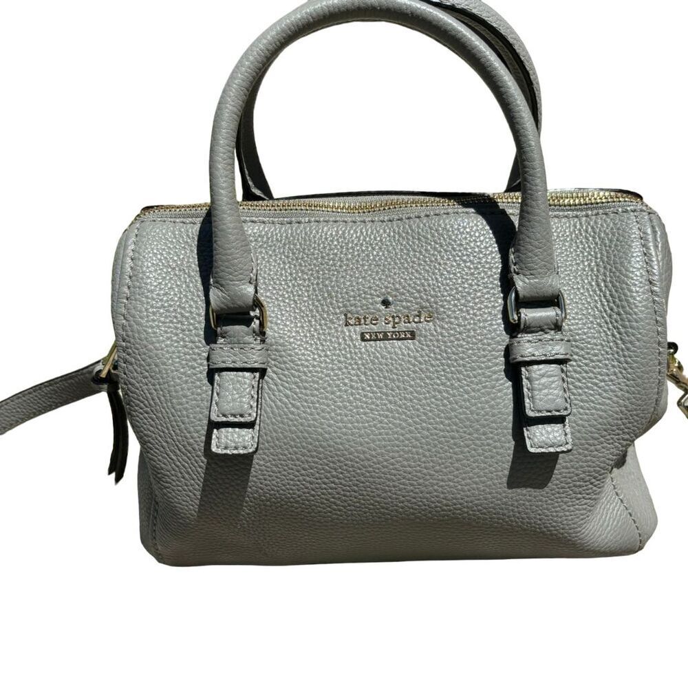 Kate Spade Jackson Street Leather Satchel Crossbody Bag Gray Adjustable Strap - Picture 3 of 16
